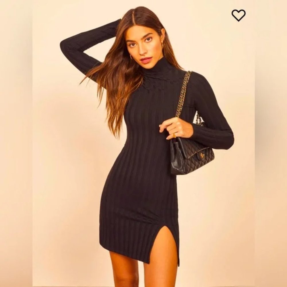 NEW Reformation Libra Knit Dress Black Sz XL #376